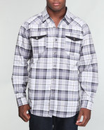 Mo7 Men Buffalo Plaid Shirt Black Large