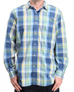 Men Vineyard Poplin Plaid Button-down Shirt W/ One