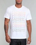Men S/S Multi Lacoste Graphic Tee White Large