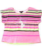 Girls Multi Stripe Tee (7-16) Pink 12/14 (L)