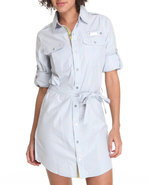 Women Cavi Shirt Dress W/rolled Up Sleeves Rope Be