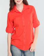 Rvca Women Magic Mystery Button-Down Orange Small