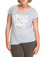 Women Ab Logo Split Neck Tee (Plus) Grey 2X