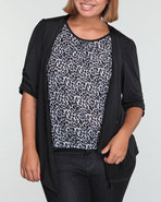 Women Cheetah Top W/Black Jacket 2Fer (Plus) Black