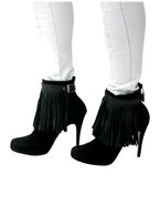 Fringe Ankle Straps in Black