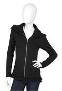 Sonya Long Sleeve Zip Up Ruffle Gaga Hoodie in Bla
