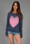 Big Pink Heart Baggy Beach Jumper in Midnight