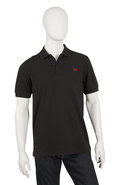 Solid Black Pique Polo Shirt with Red Laurel