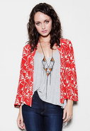 Short Kimono Jacket in Bird Print
