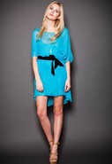 Dress with Sequin Slip in Aqua