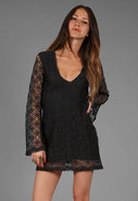 Sexy Lace V Neck Dress in Black Diamond Lace