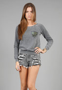 Beverly Hills Burnout Off The Shoulder Fleece in G