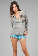Color Tribal Horse Zip Up Sweatshirt in Heather Gr