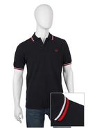 Twin Tipped Polo Shirt in Navy with White & Red
