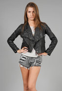Blank Denim Shawl Collar Vegan Leather Jacket in B