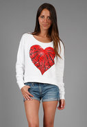 Farrah Wing Love Crop Sweatshirt in White