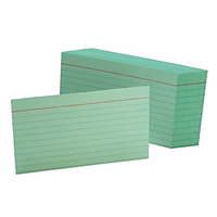 (R) Color Index Cards, Ruled, 3in. x 5in., Green, 