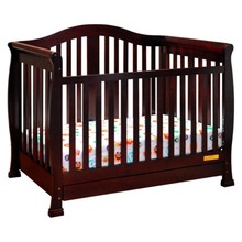 Spring Convertible Baby Crib with Toddler Rail in 