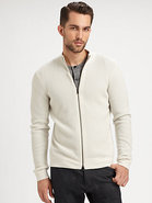 Cashmere Waffle Zip Sweater
