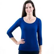 3/4 Sleeve Ruched Sleeve Boat Neck Top 119386