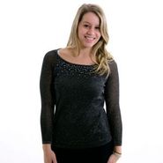 Beading Round Neck Lurex Top 070639