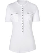 White Cotton-Linen Henley