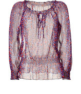 Plum and Berry Printed Silk Blouse