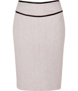 Ecru M?lange Skirt with Leather Trim