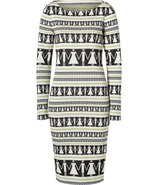 Black-Multi Graphic Print Tailored Knit Dress