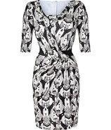 Black/White Ikat Print Silk Jersey Bea Dress
