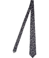 Black, Grey, and Ecru Silk Tie with Florets