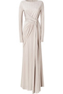Silver-Beige Twist Front Jersey Gown