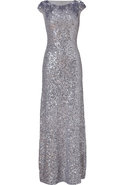 Light Slate Allover Sequined Gown