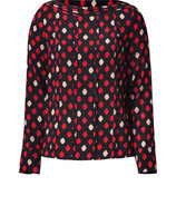 Black-Multicolor Stretch Silk Top