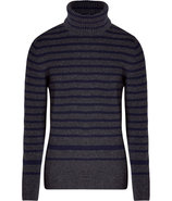 Charcoal and Navy Striped Turtleneck Pullover