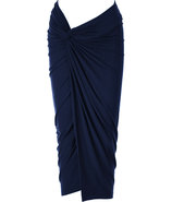 Black Blue Draped Jersey Skirt