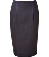 Chocolate/Blue Semi Worsted Pencil Skirt