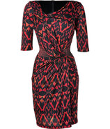 Terracota Ikat Print Silk Jersey Bea Dress
