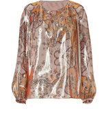 Rosewood and Orange Silk Tunic Top