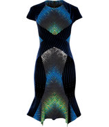 Blue-Yellow Velvet Patchwork Dress