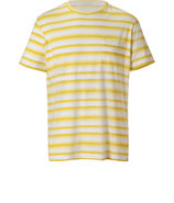 Yellow/White Cotton-Modal Striped T-Shirt