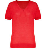 Mandarin red wool and silk blend top