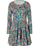 Peach Bird Print Silk Jersey Dress