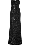 Black Allover Sequined Strapless Gown