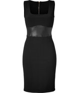 Black Knit Dress with Leather Waist