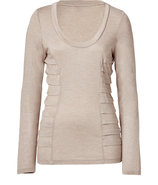 Soft Nougat Seam Drape L/S Top