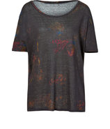 Noir-Multi Linen Boxy Kuba T-Shirt