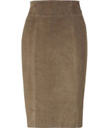 Khaki High Waisted Suede Skirt