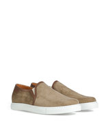 Beige Cotton Corduroy Slip-Ons
