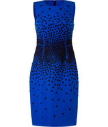 Royal Blue Floral-Embroidered Silk Dress